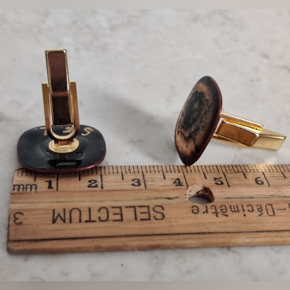 Vintage Unique Enamel on Copper Abstract Galaxy Design Cufflinks Signed SFL - Picture 7 of 11